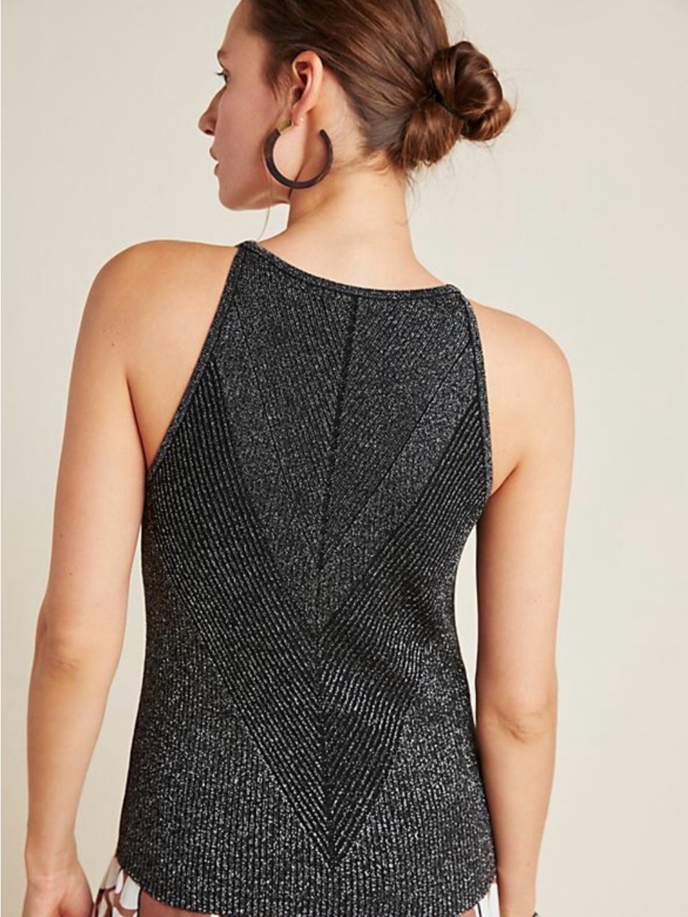 s Anthropologie Gemma metallic knit tank top 2x - Picture 2 of 7